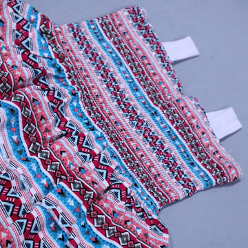 MULTI COLOR GEOMETRY DESIGN SLEEVES LESS FROCK FOR GIRLS